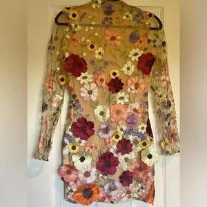 mixed color embroidered flower dress. Medium (see through)